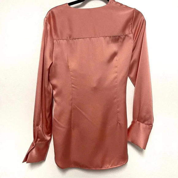 Significant Other Satin Faux Wrap Tie-Front Blouse - Business Casual Dressy - Picture 4 of 4